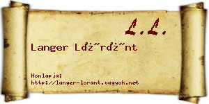 Langer Lóránt névjegykártya
