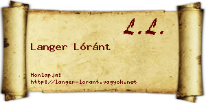 Langer Lóránt névjegykártya